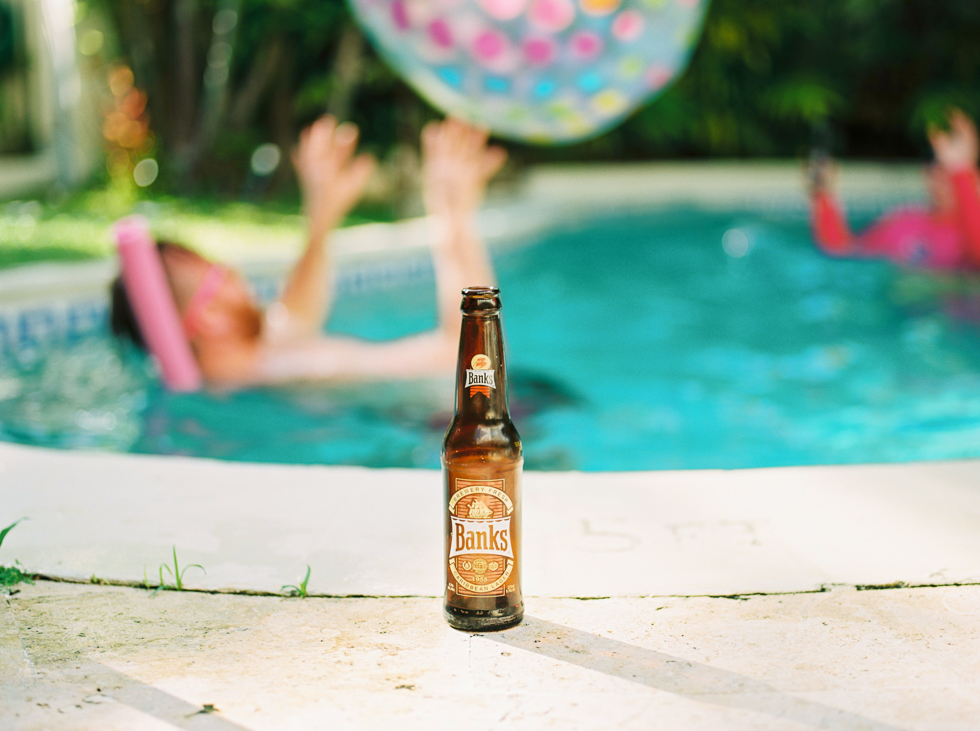 Banks Beer on the poolside in Barbados
